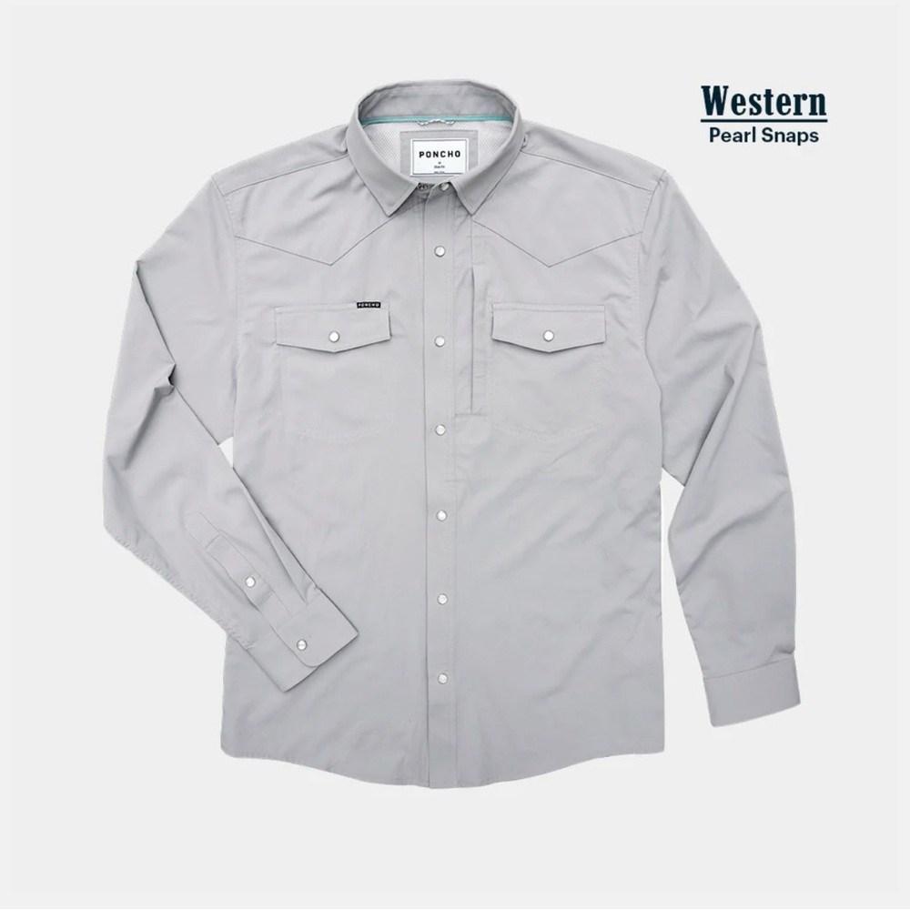 Men’s Gray Poncho | The San Saba Western Button Up